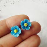 Blue Blossom Stud Earring - 925 Sterling Silver..