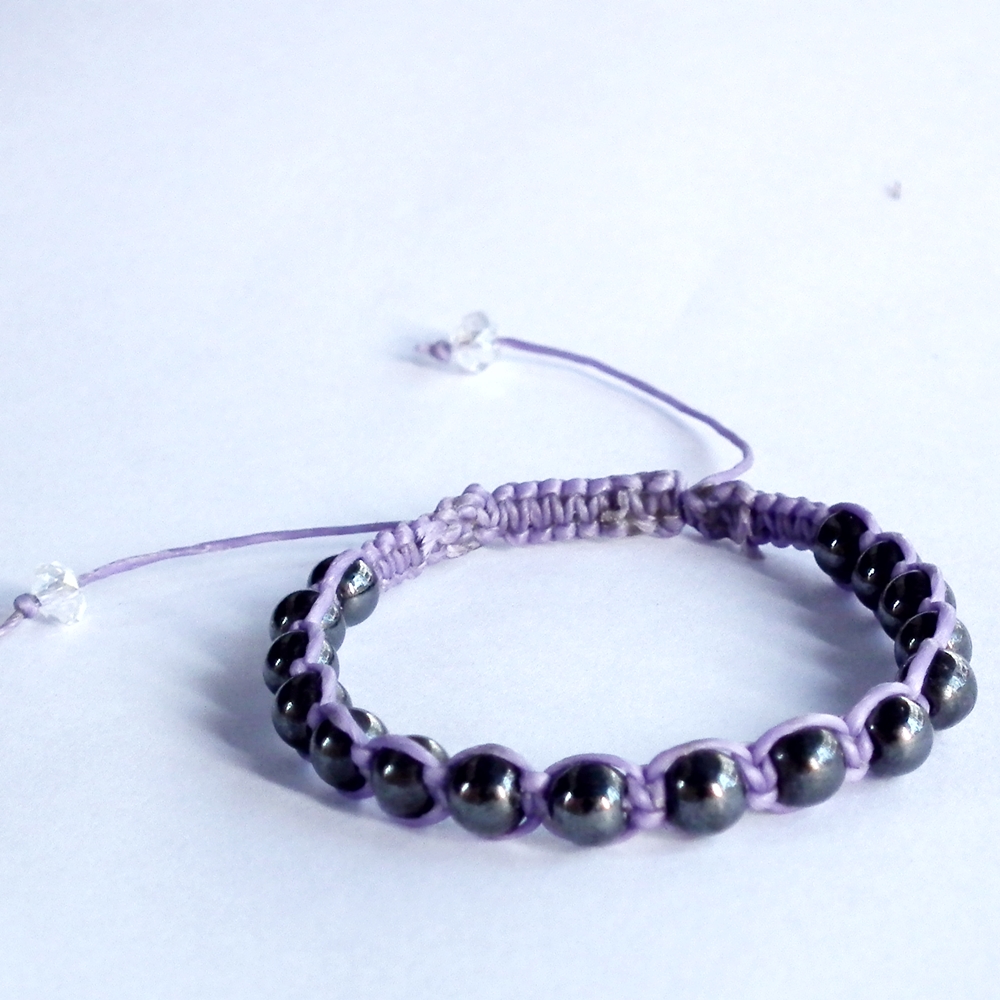 Magnetic Hematite & Wax Thread Square Knot Bracelet / Healing Stones Shamballa Bracelet / Healing Inspired - Gift Under 15 - Adjustable