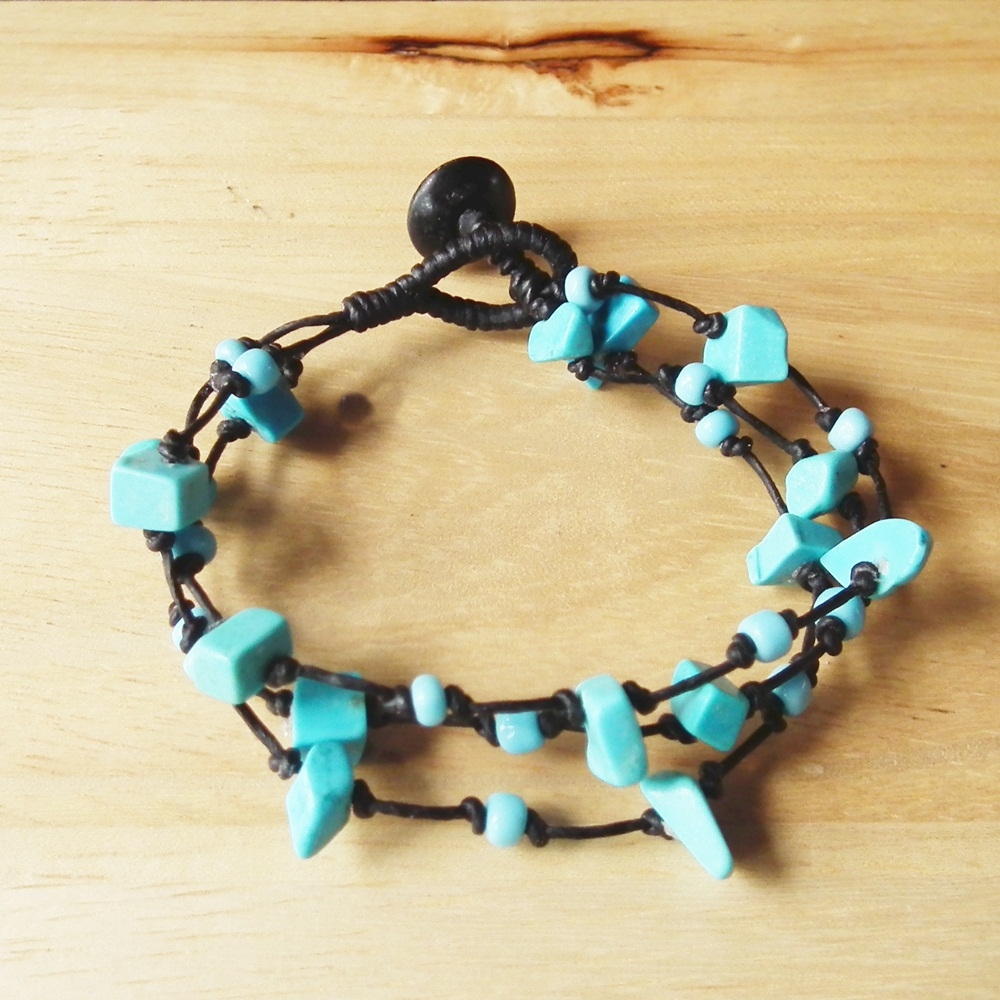 Turquoise Cluster Triple Strand Bracelet